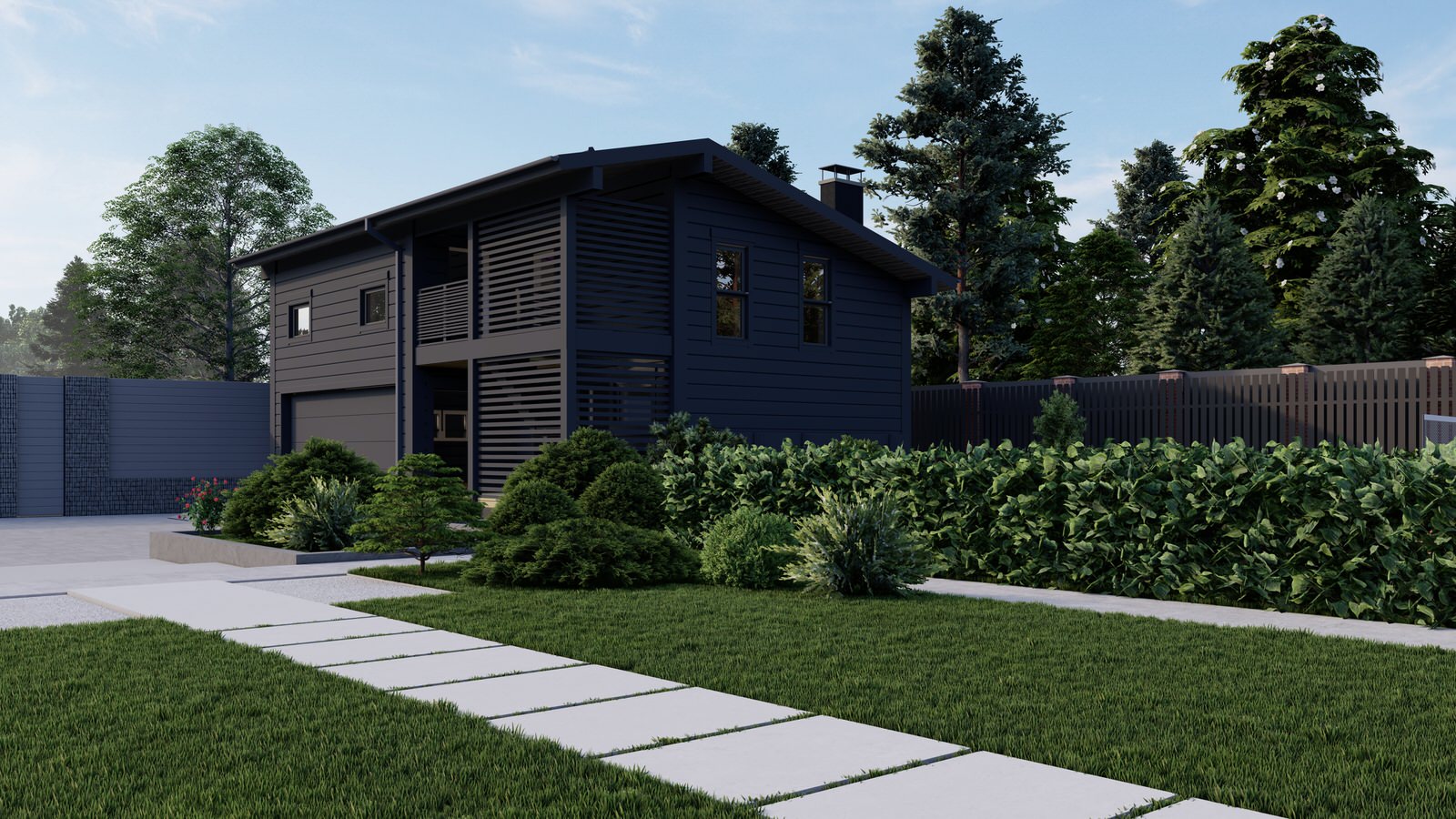 Концепция экстерьера и ландшафта загородного дома