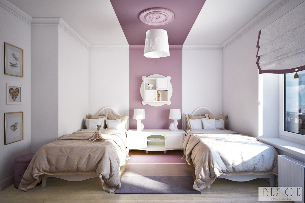 ДЕТСКАЯ СПАЛЬНЯ ДЛЯ ДВУХ ДЕВОЧЕК. Зонирование пространства с помощью цвета