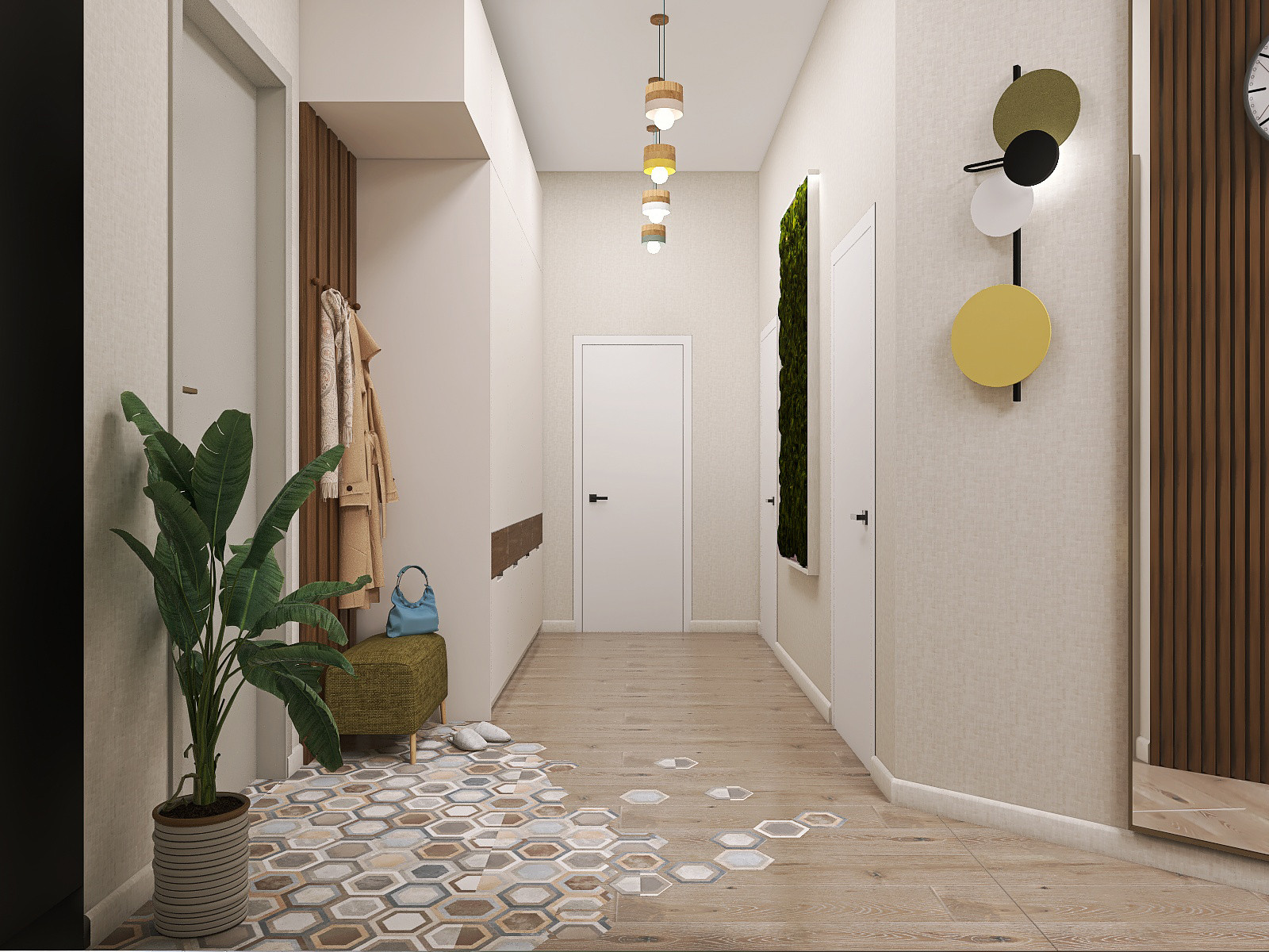 Необычный дизайн пола в прихожей