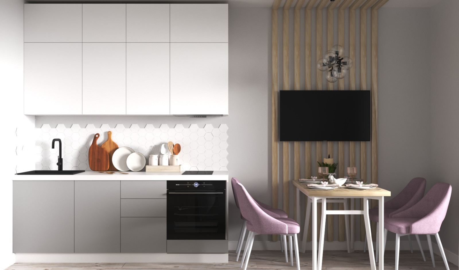 Обложка проекта: Современная кухня-гостиная