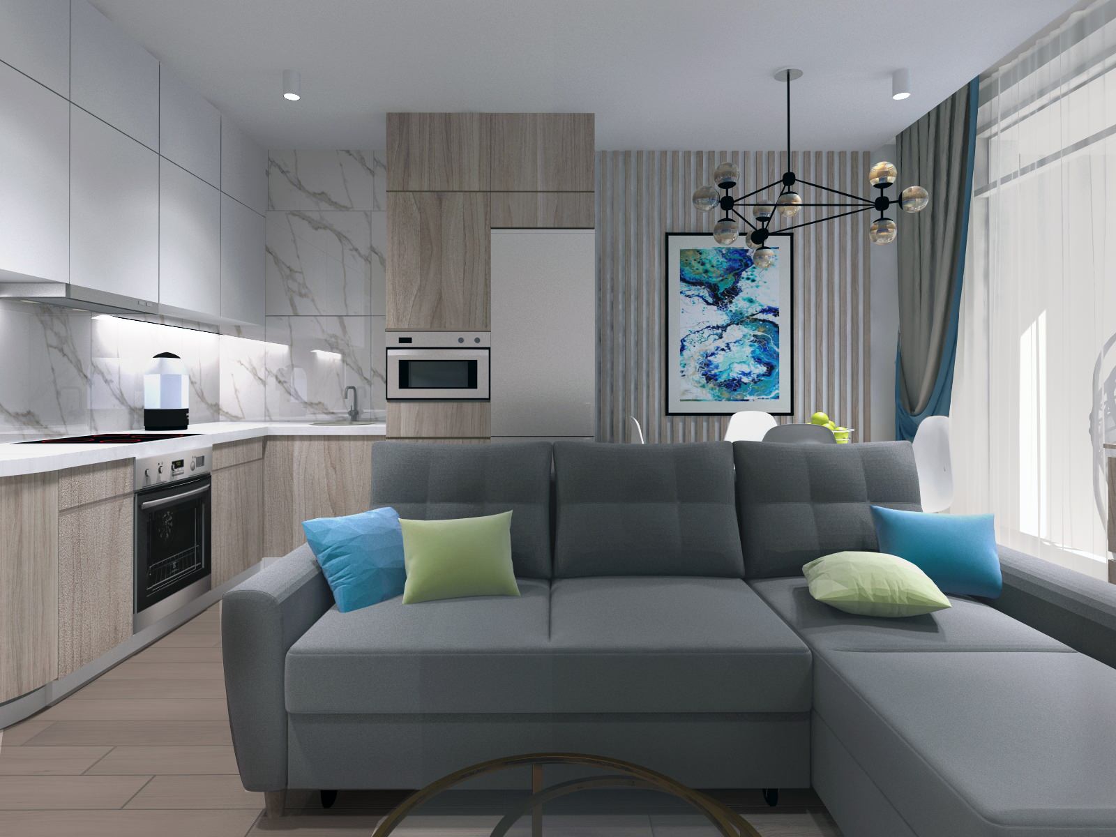 Дизайн кухни-гостиной