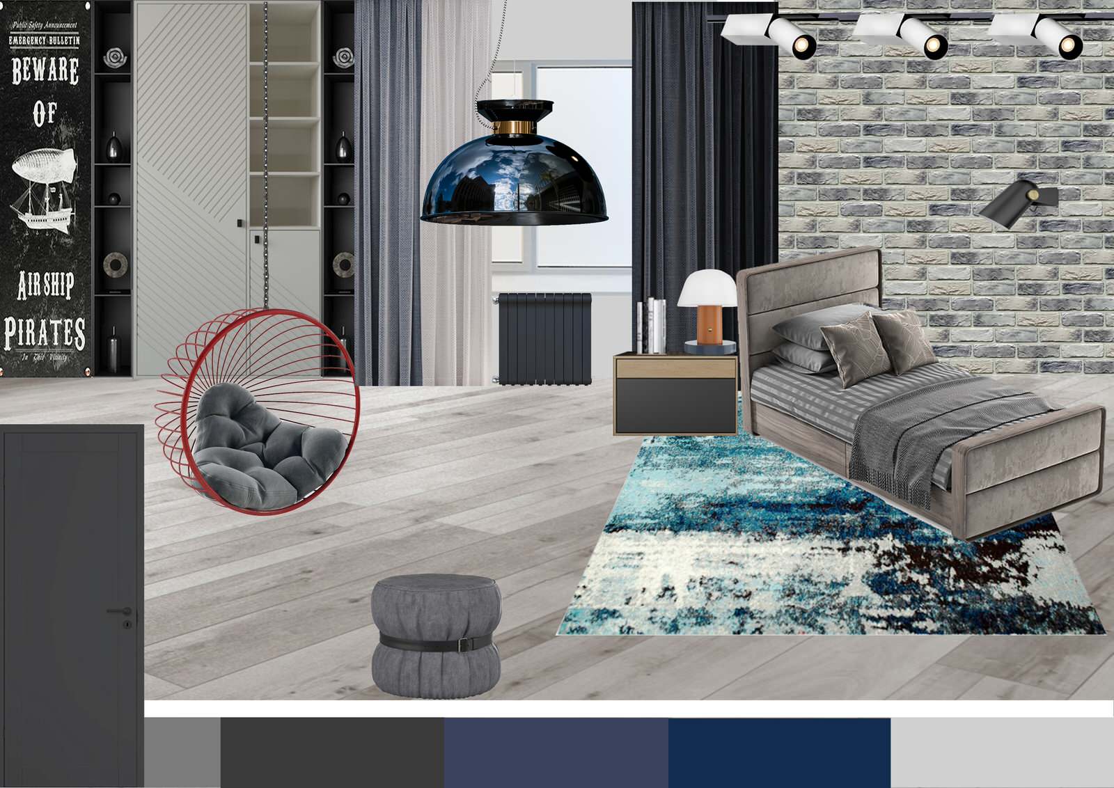 Обложка проекта: Спальня 1 для мальчика-подростка в проекте "Таунхаус для большой семьи"