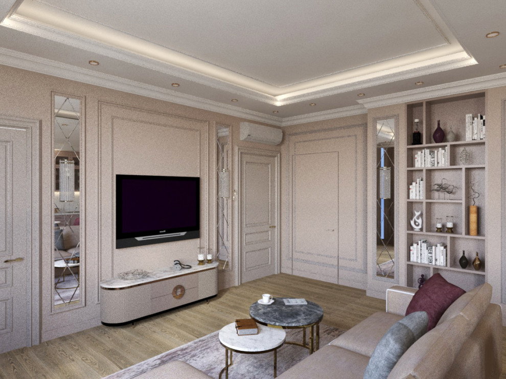 Квартира в стиле эклектика в ЖК "Сердце Столицы",кухня-гостиная