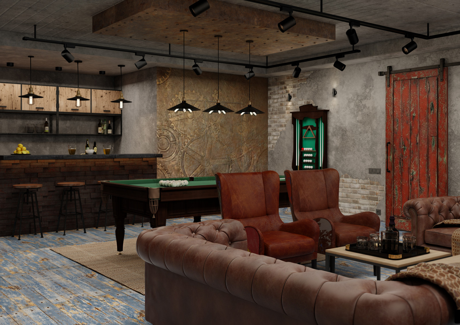 БИЛЛИАРДНАЯ В СТИЛЕ LOFT.