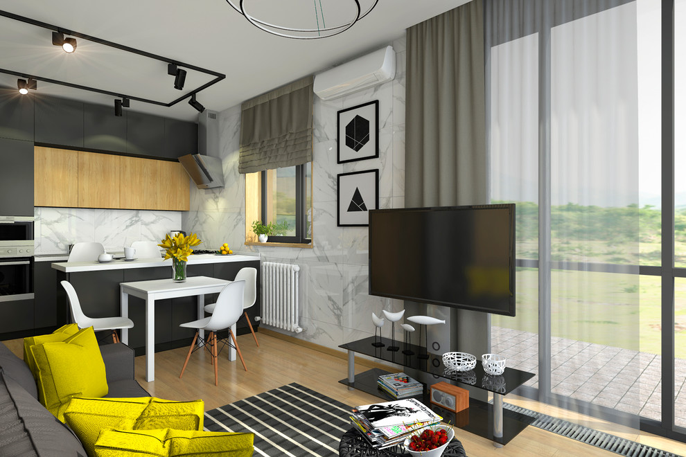 Дизайн интерьера однокомнатной студии в ЖК "Гринвуд"