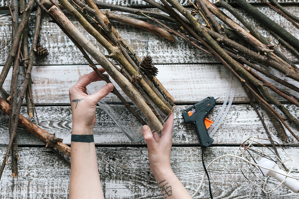 Своими руками: Светильник из веток