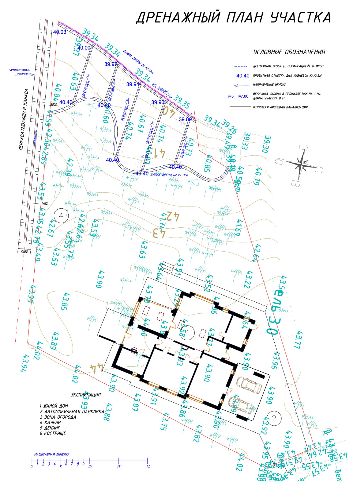Проект участка  на крутом лесном склоне