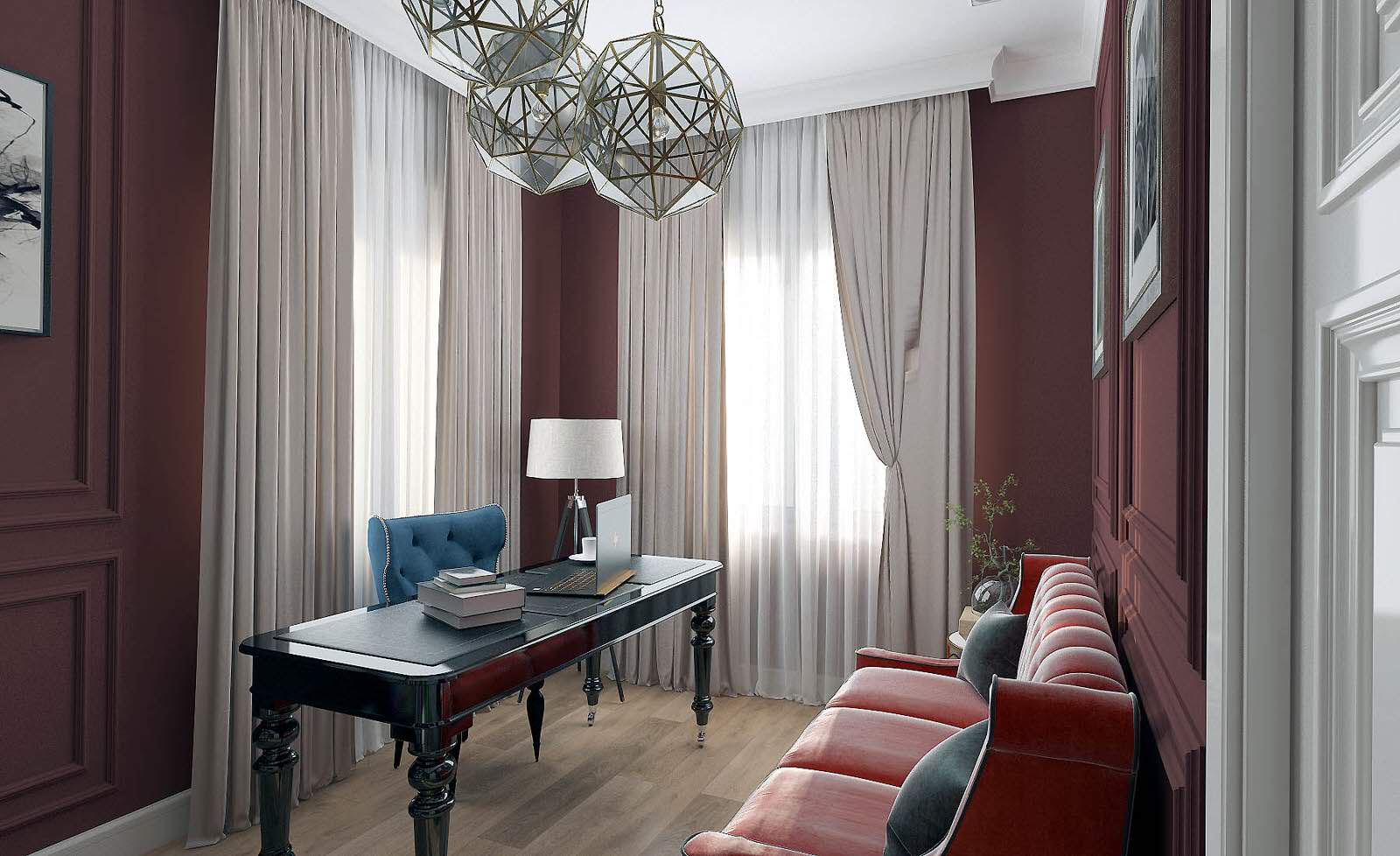 Дизайн интерьера кабинета в частном доме в Ростовской области