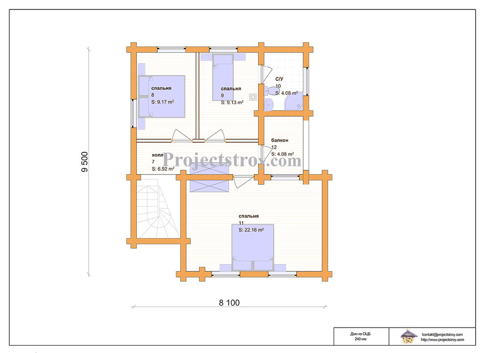 Дачный дом из бревна с гаражом