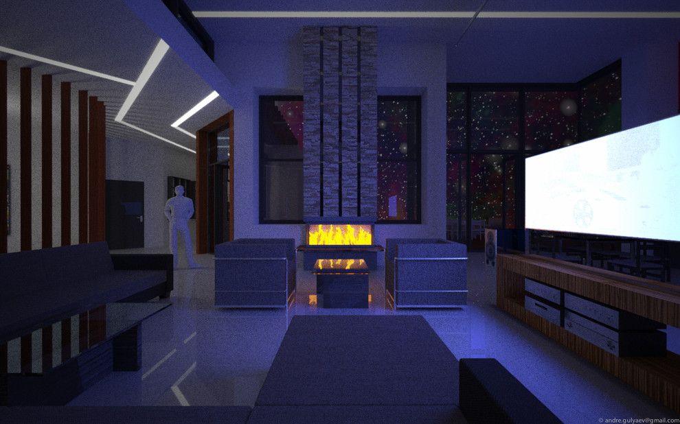 At night
