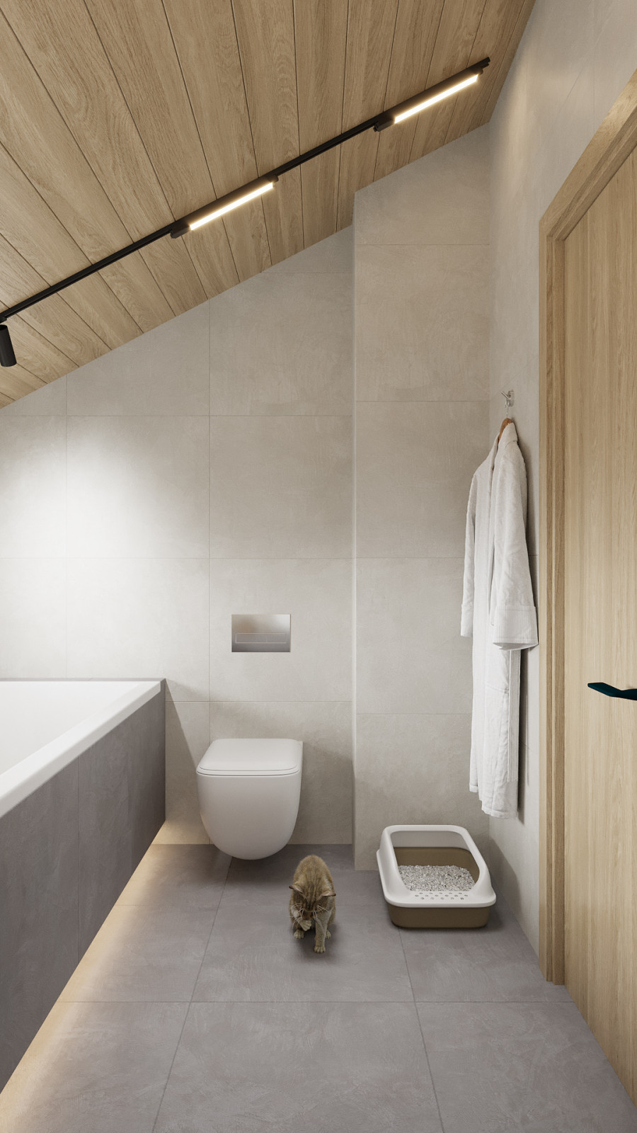 Барнхауз с мансардными окнами в серых оттенках