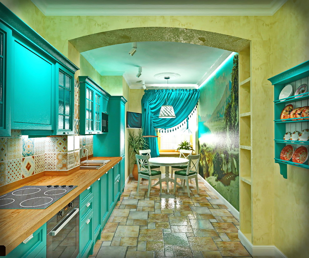 Бирюзовая кухня в средиземноморском стиле