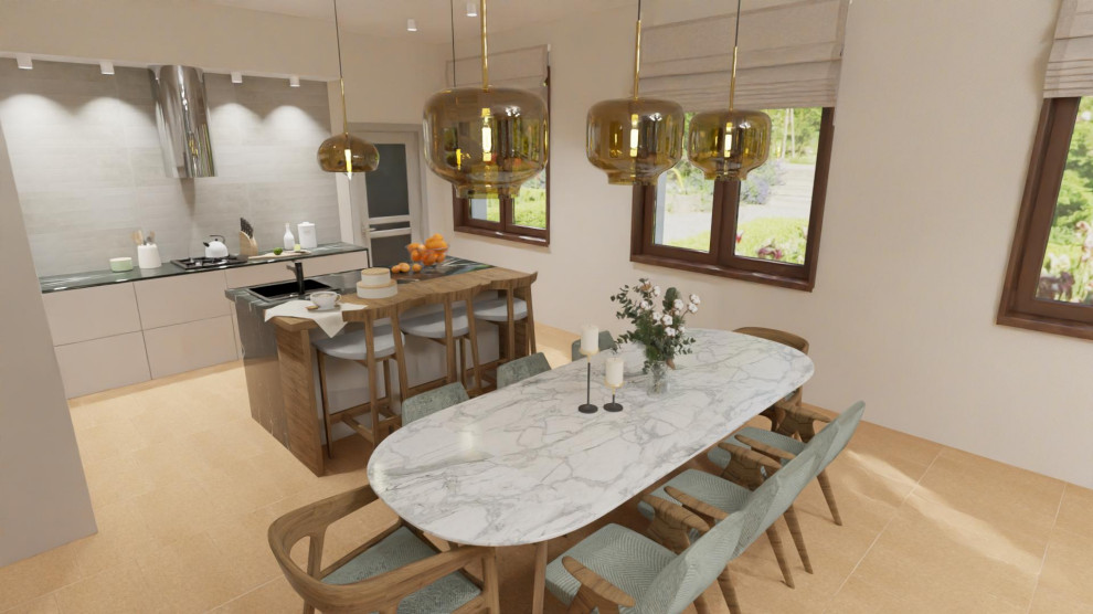 Большой зал в доме. Около 60 кв.м.