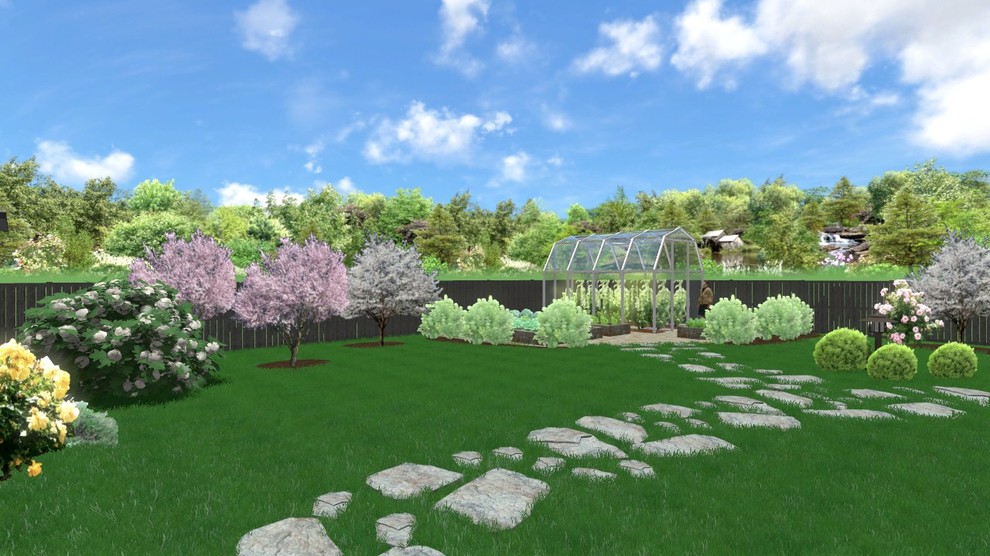 Ландшафтный проект участка 15 соток с открытым бассейном