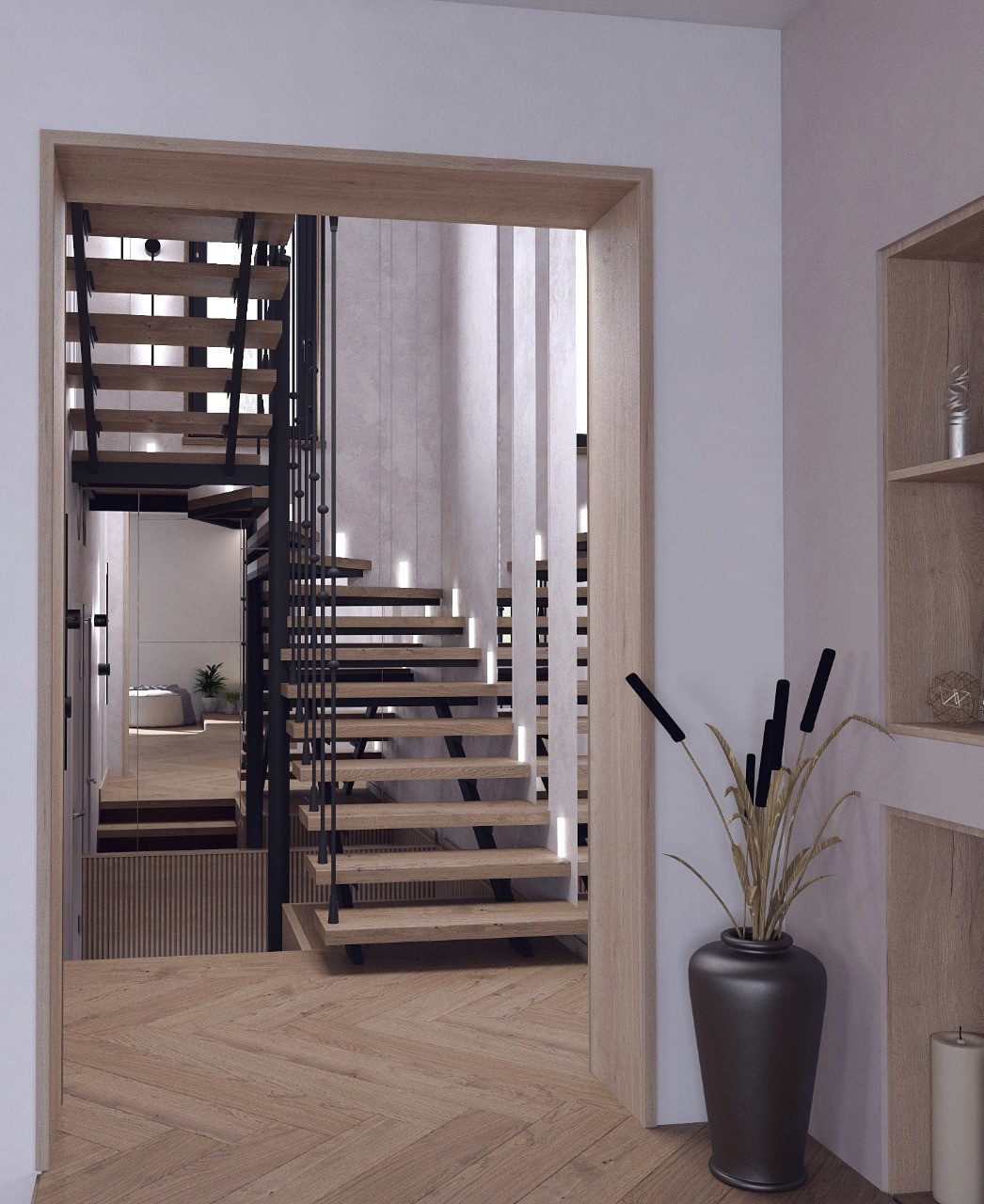 Интерьер первого этажа частного дома