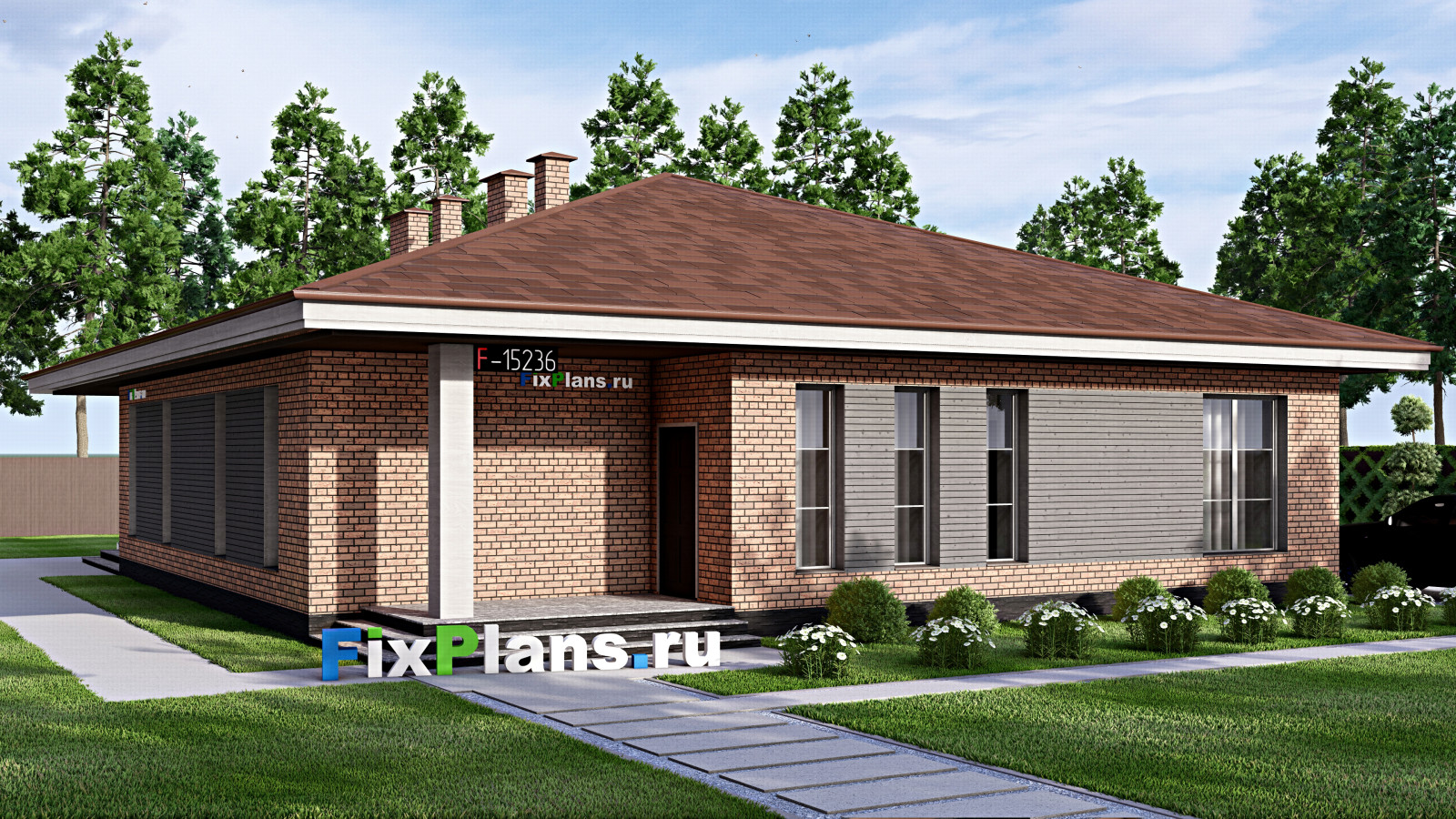 Проект одноэтажного дома 19х15м S203м2 F-15236