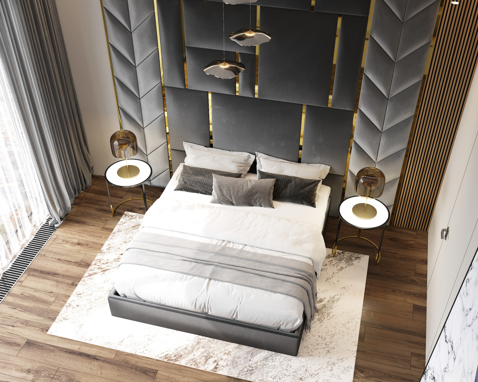 Обложка проекта: Мягкая панель в сочетании золотыми вставками