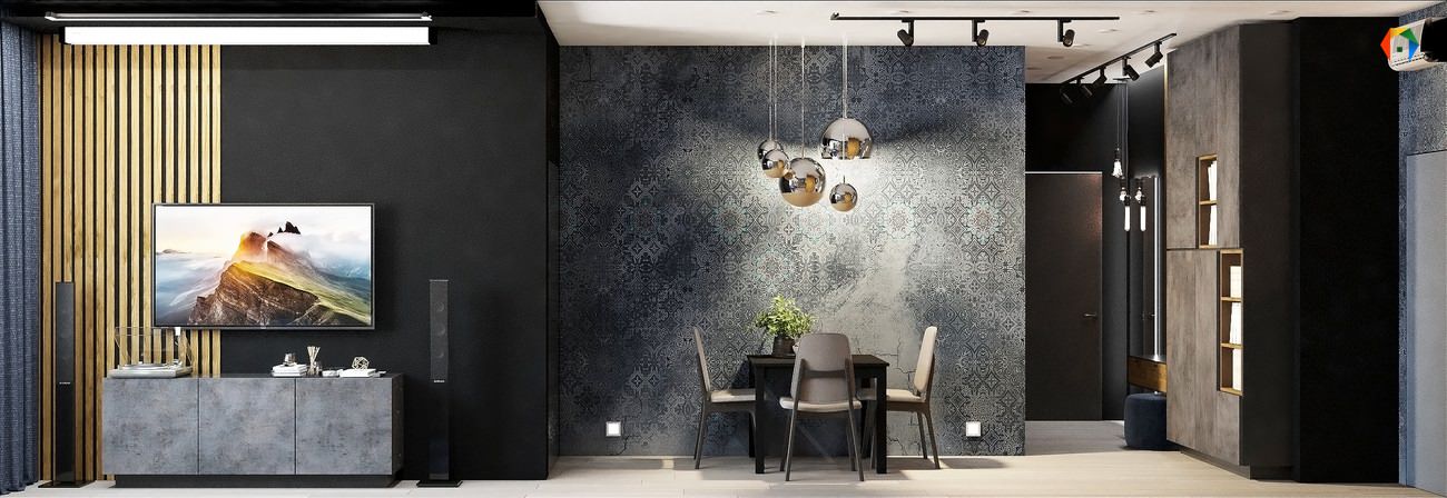 Волоколамское шоссе. Дизайн квартиры с объединенными кухней и гостиной