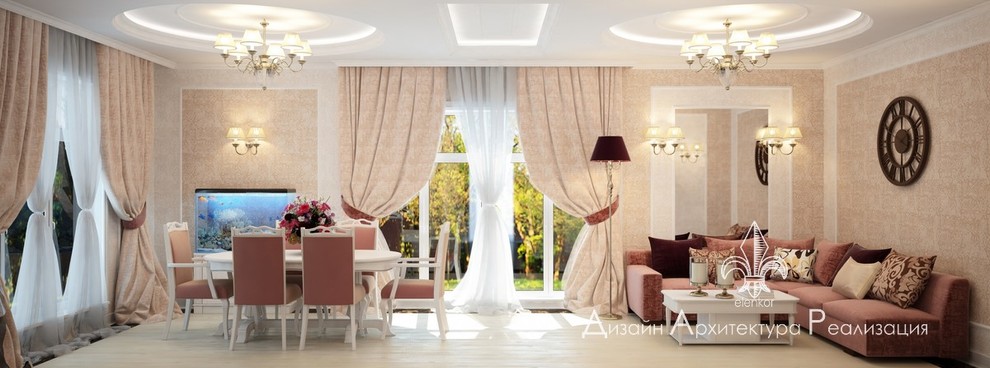 гостиная ДОМ 150 М2 П. ЯБЛОНОВСКИЙ КЛАССИКА