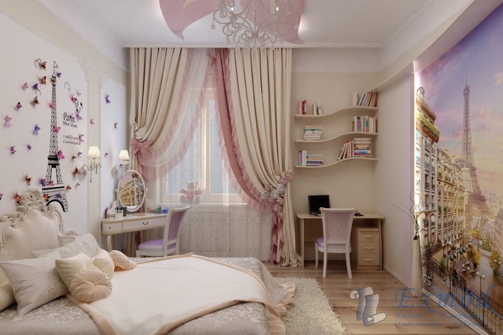 Дизайн детской с цветком и бабочками