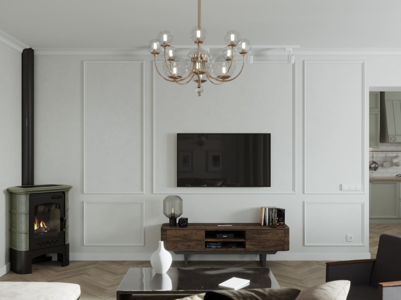 Обложка проекта: Кухня и гостиная комната из проекта загородного дома в г.Тюмень