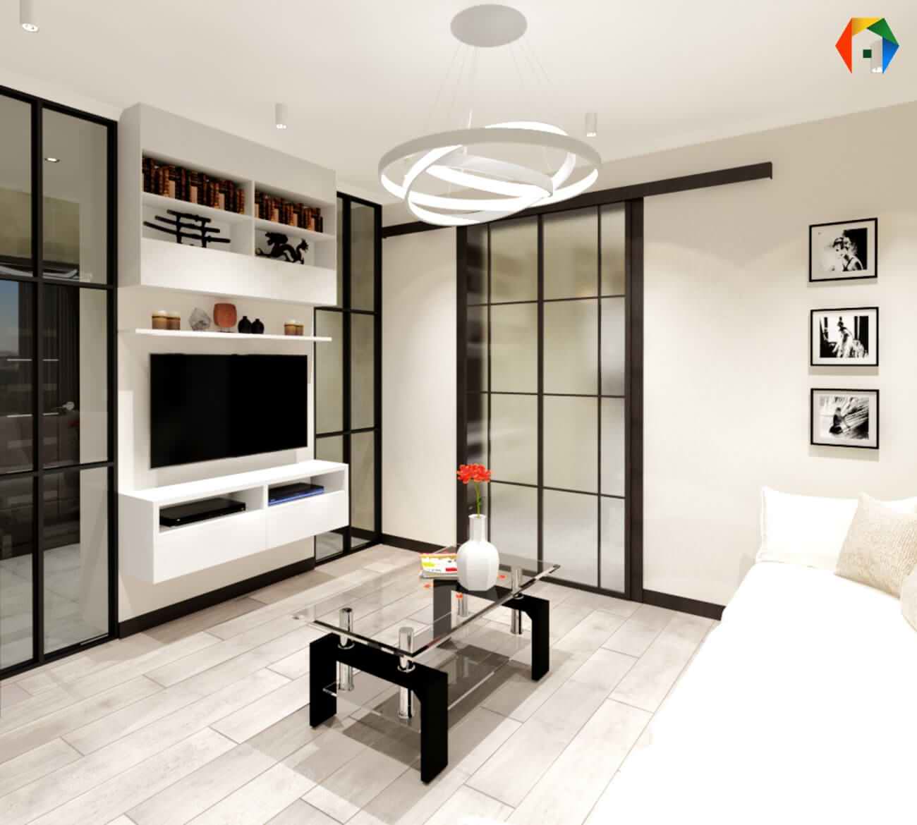 Сколковская. Дизайн-проект 3-комнатной квартиры, с коллажами и визуализацией в О