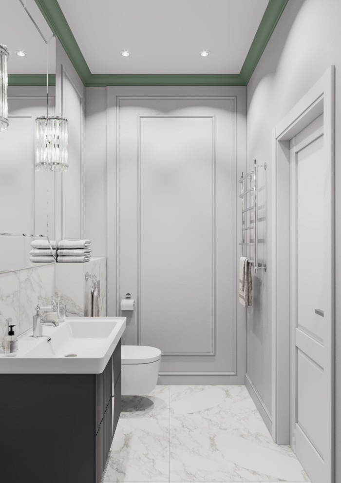 Дизайн интерьера в неоклассике с зелеными акцентами