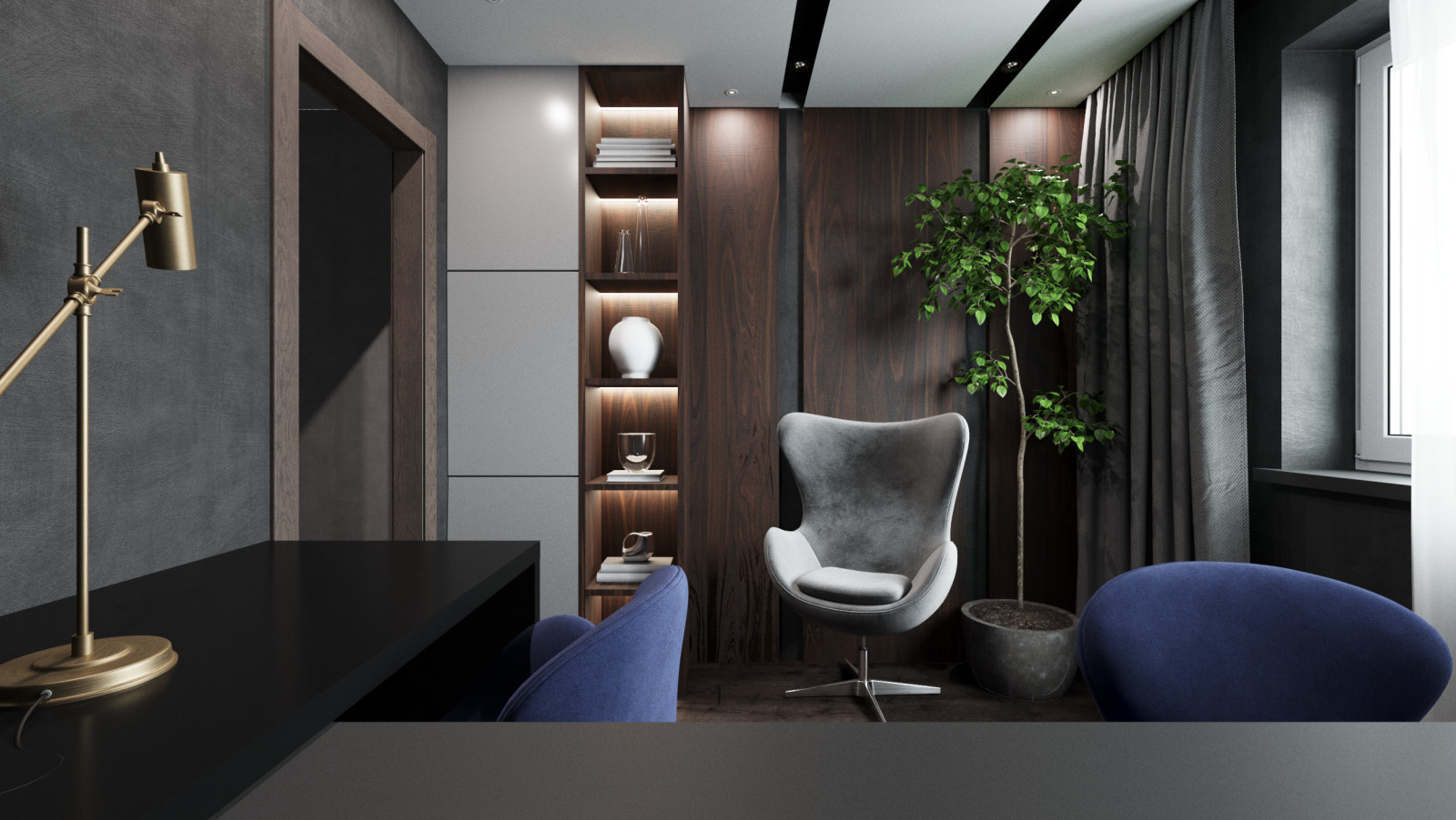 Дизайн квартиры в тёмных оттенках