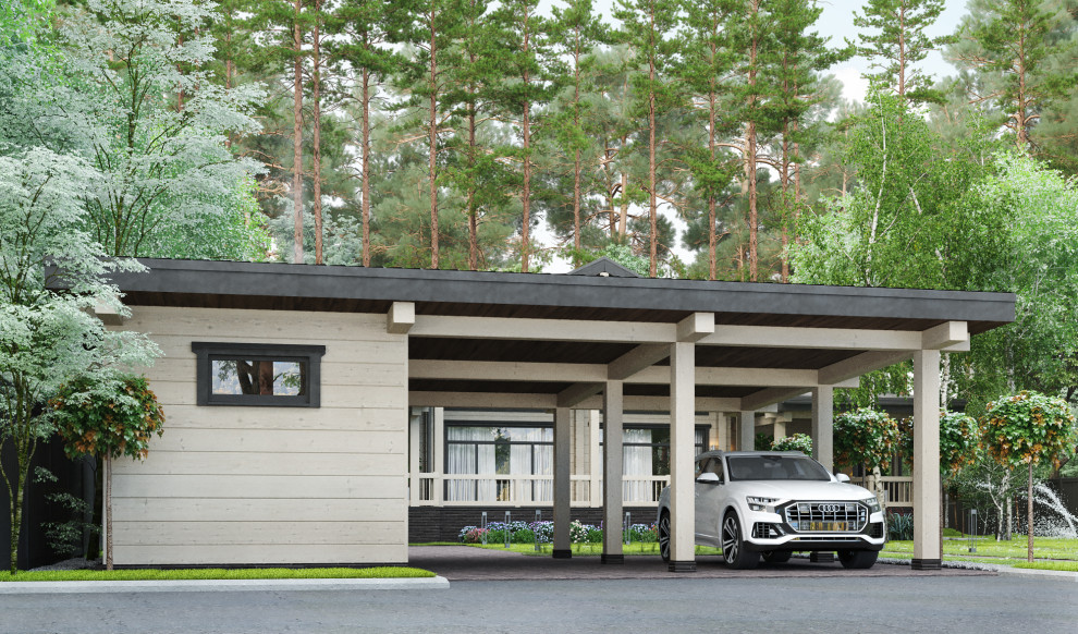 Дом из клееного бруса в лесу