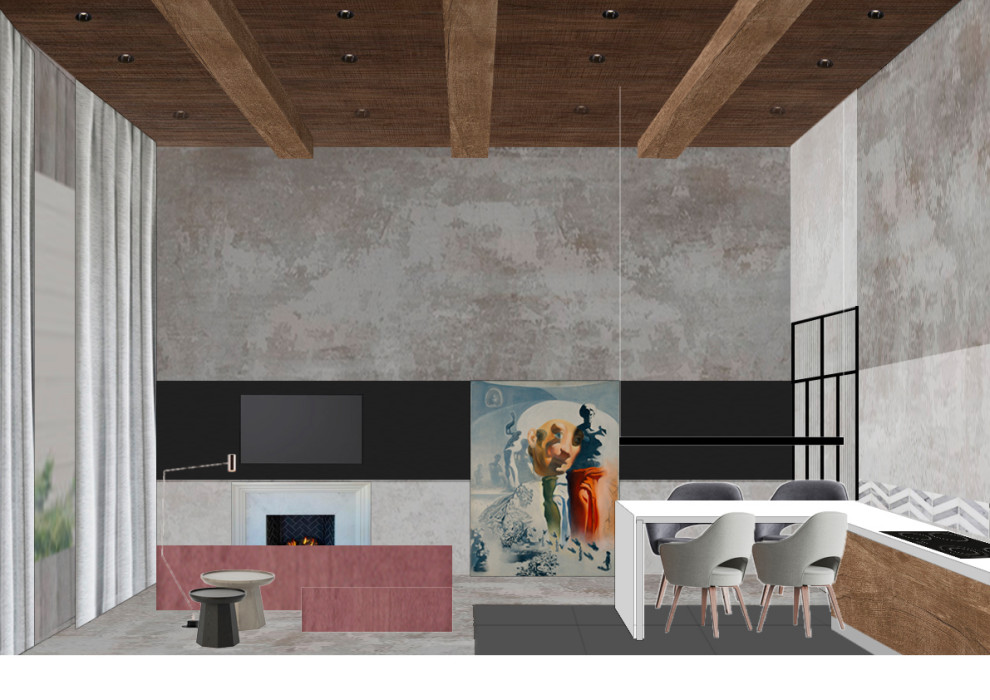 3D коллаж кухни-гостиной