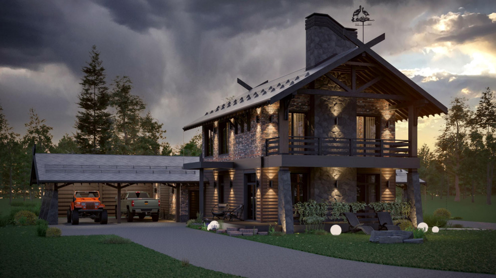 Дом с парилкой в стиле Шале