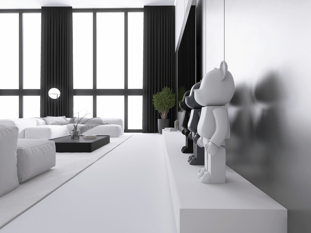 Обложка проекта: Минималистичная гостиная с акцентами арта Проект для квартиры в современном стил