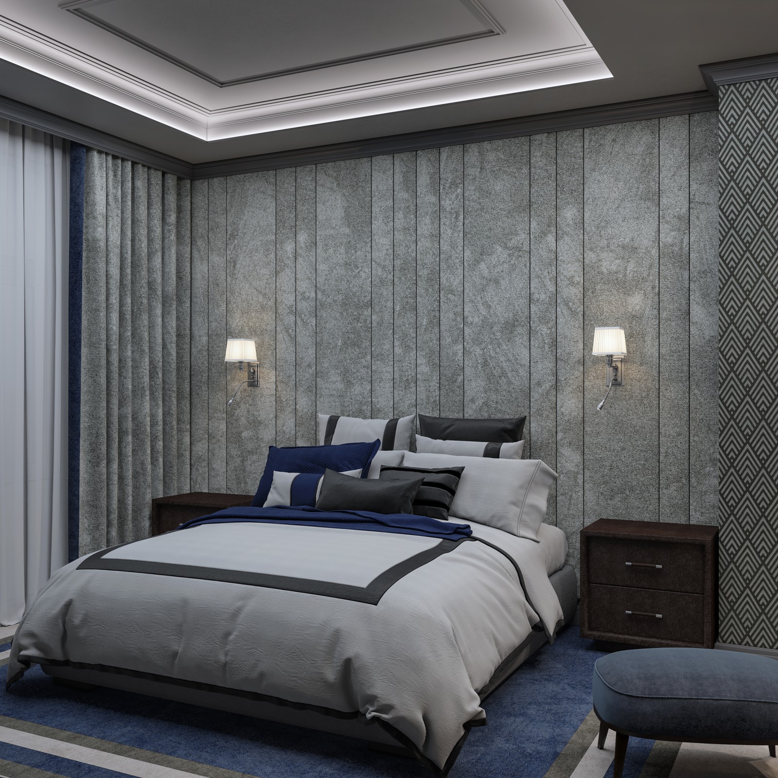 Визуализация квартиры. Серый тон - основной.