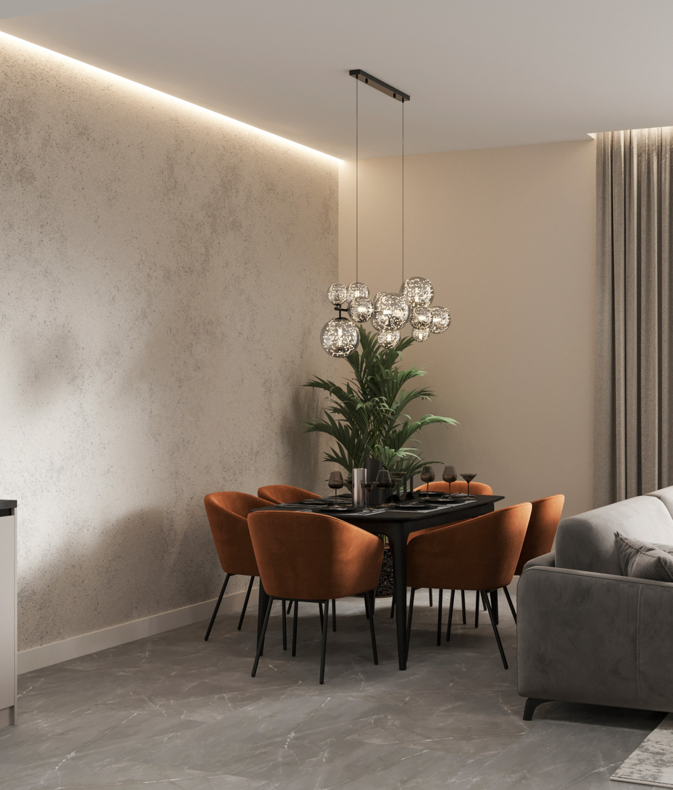 Стильный интерьер коттеджа с женской и мужской спальнями