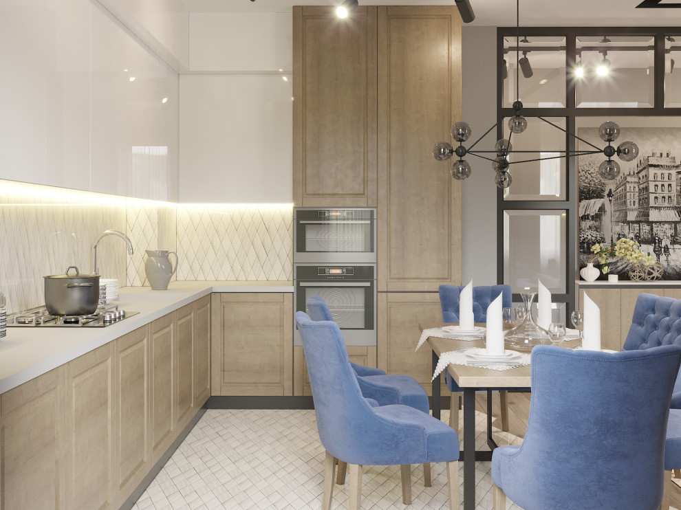 Гостиная-кухня, минимализм, 2019