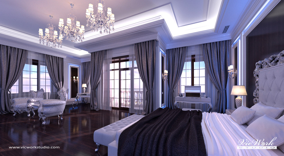 Luxury neoclassical bedroom interior. Bedroom in the H Residence