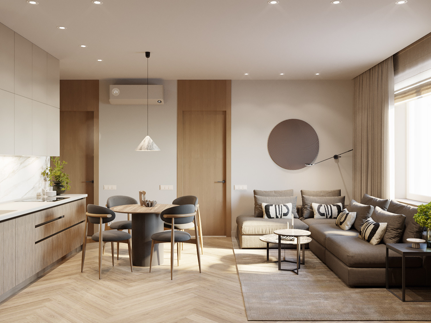 Soft-минимализм в монохромном интерьере трехкомнатной квартиры /ЖК "Балтийский"