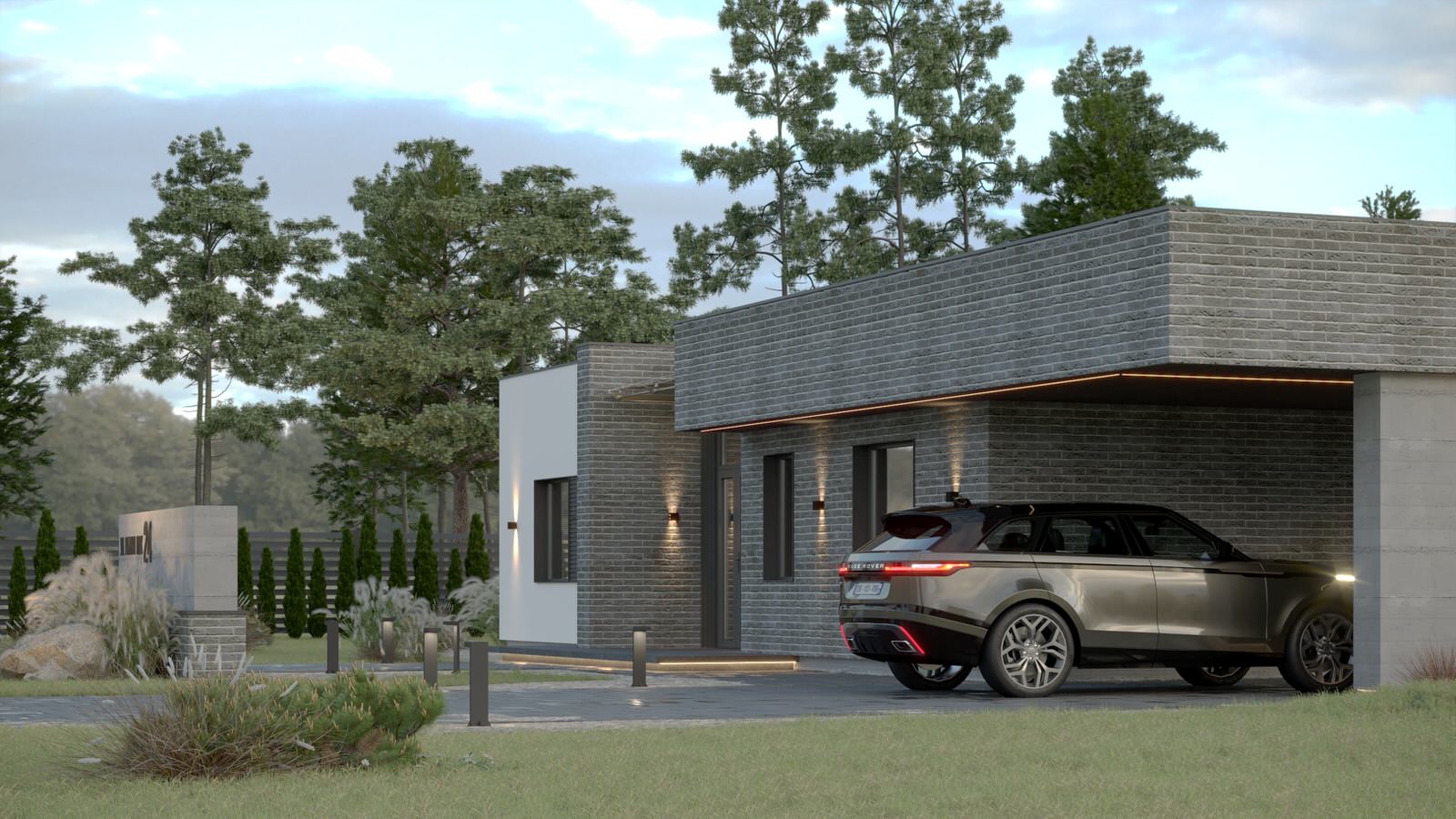 Экстерьер, Архитектура частного дома 110 м2 "Flat House Greey"