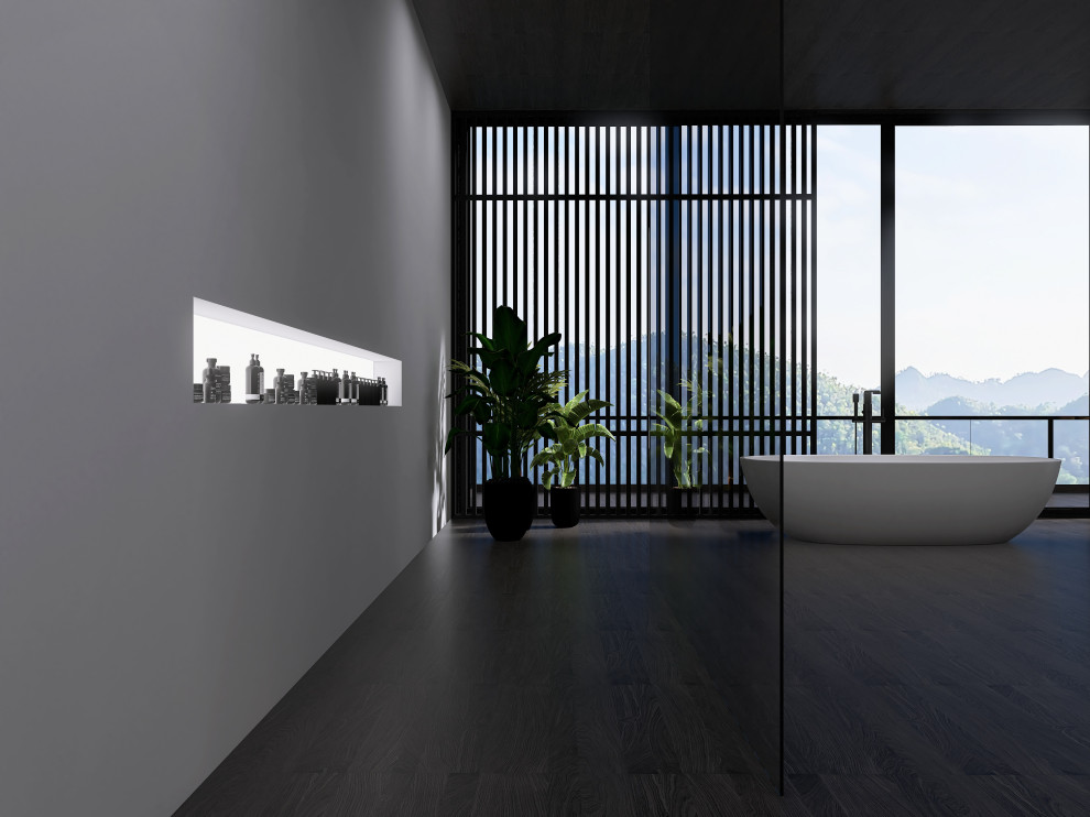 Спальня с атмосферой спокойствия  интерьер мастер блока спальни с ванной