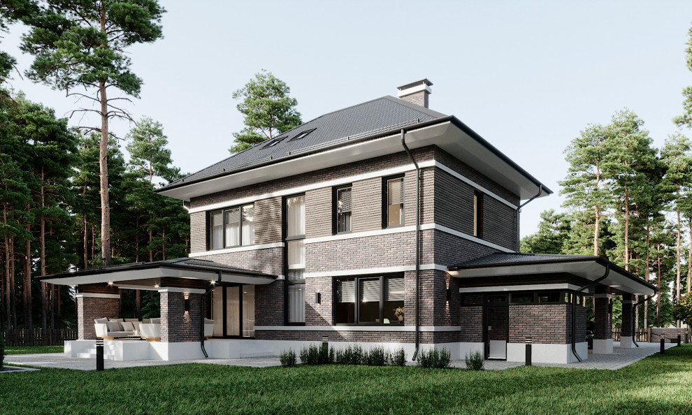 Проект фасада загородного дома в Санкт-Петербурге.