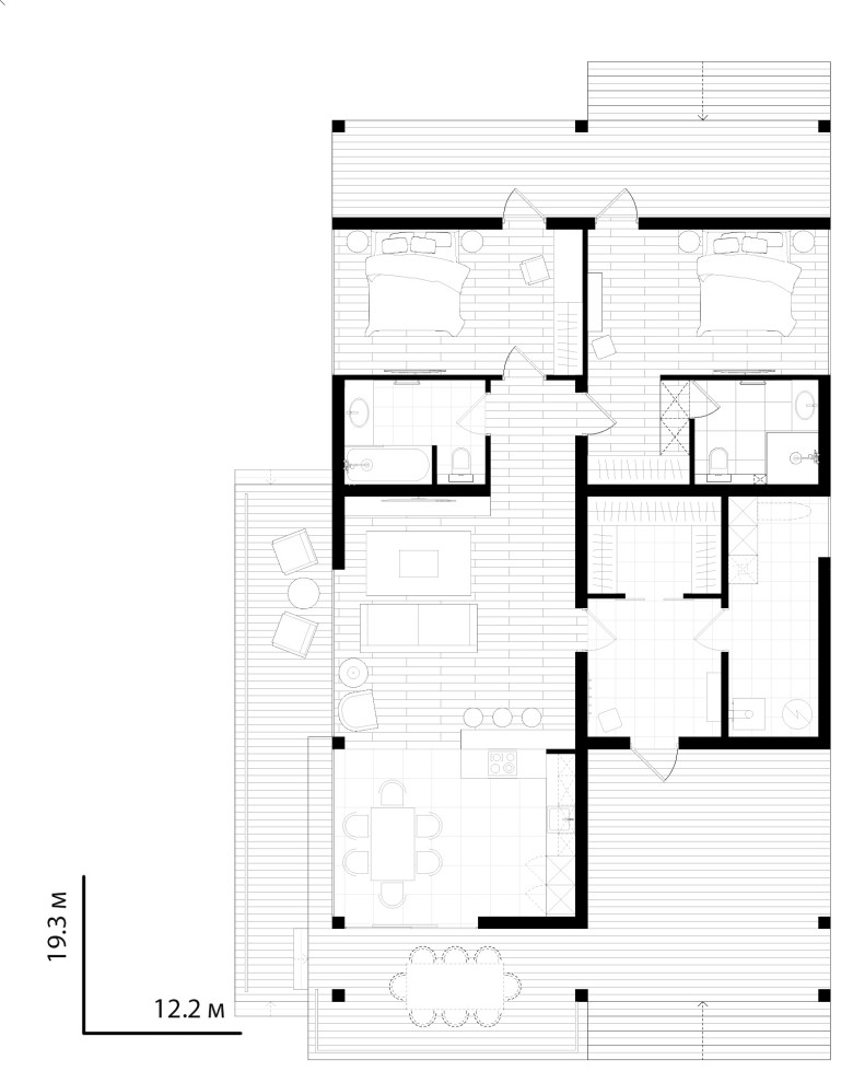 Планировка дома (2 спальни)