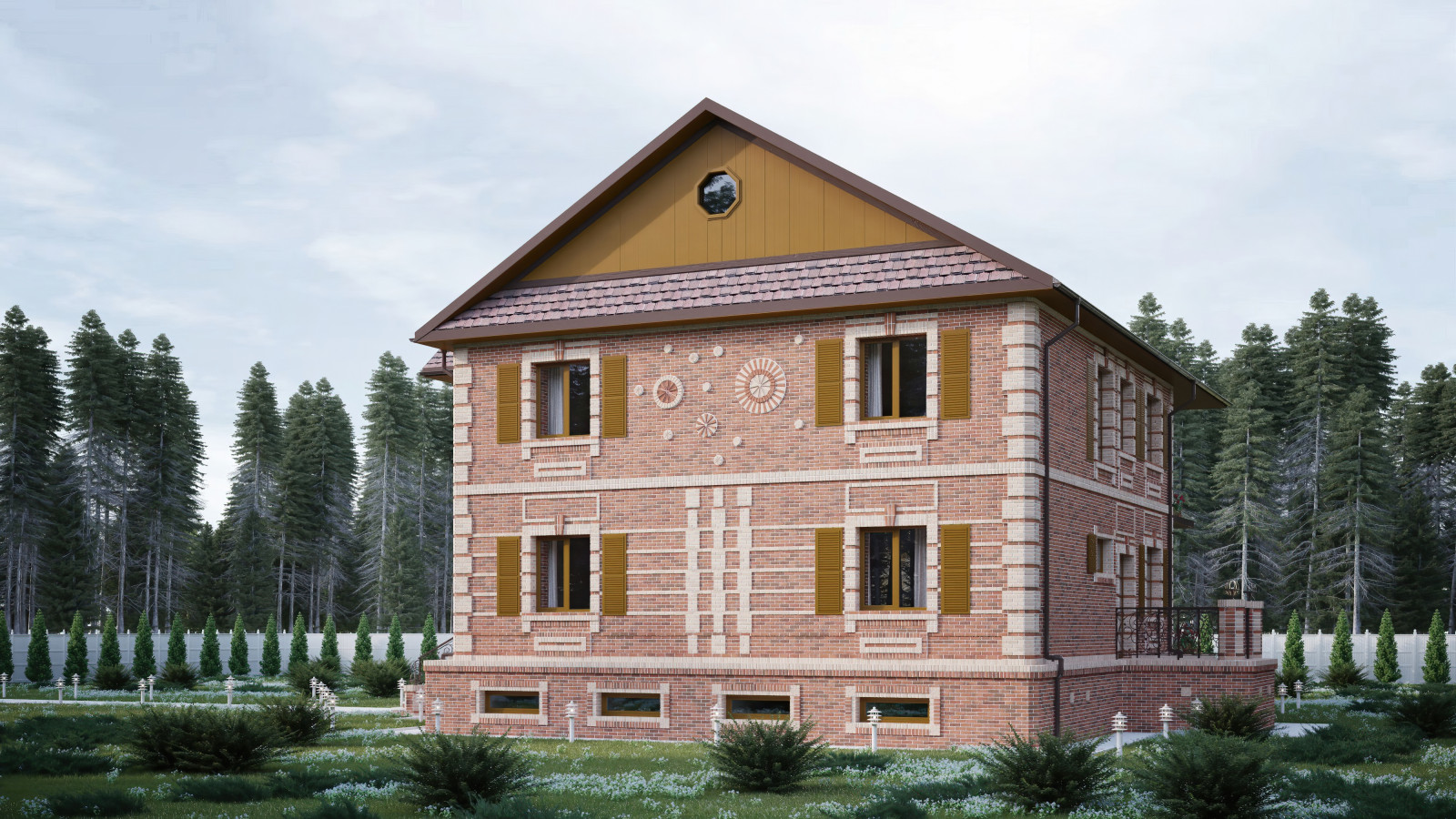 Обложка проекта: Дизайн фасада из кирпича для коттеджа на острове Русский