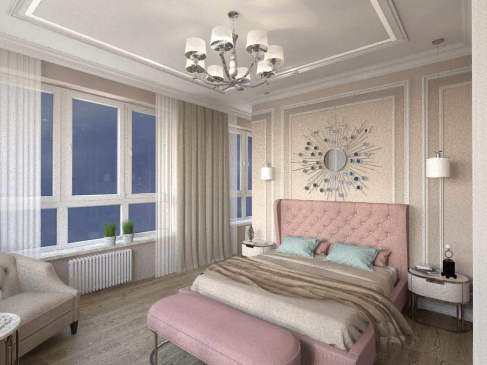 Квартира в стиле эклектика в ЖК "Сердце Столицы",спальня