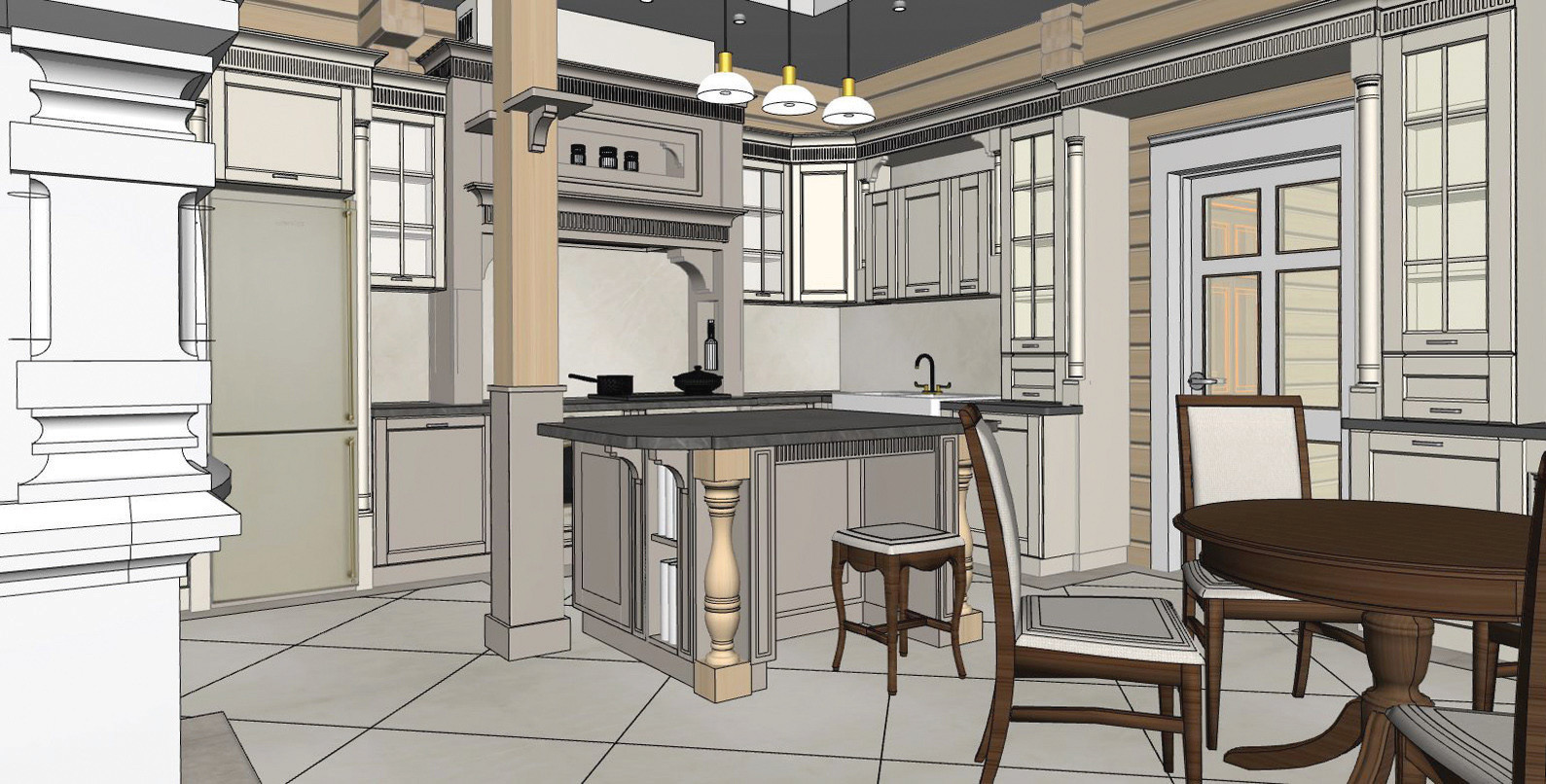 Кухня Victoria в загородном шале.