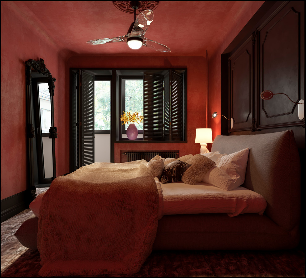 Эклектичный проект квартиры с огромной гардеробной с окном