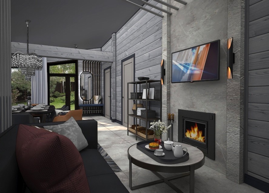 Лаунж-зона в кухне-гостиной