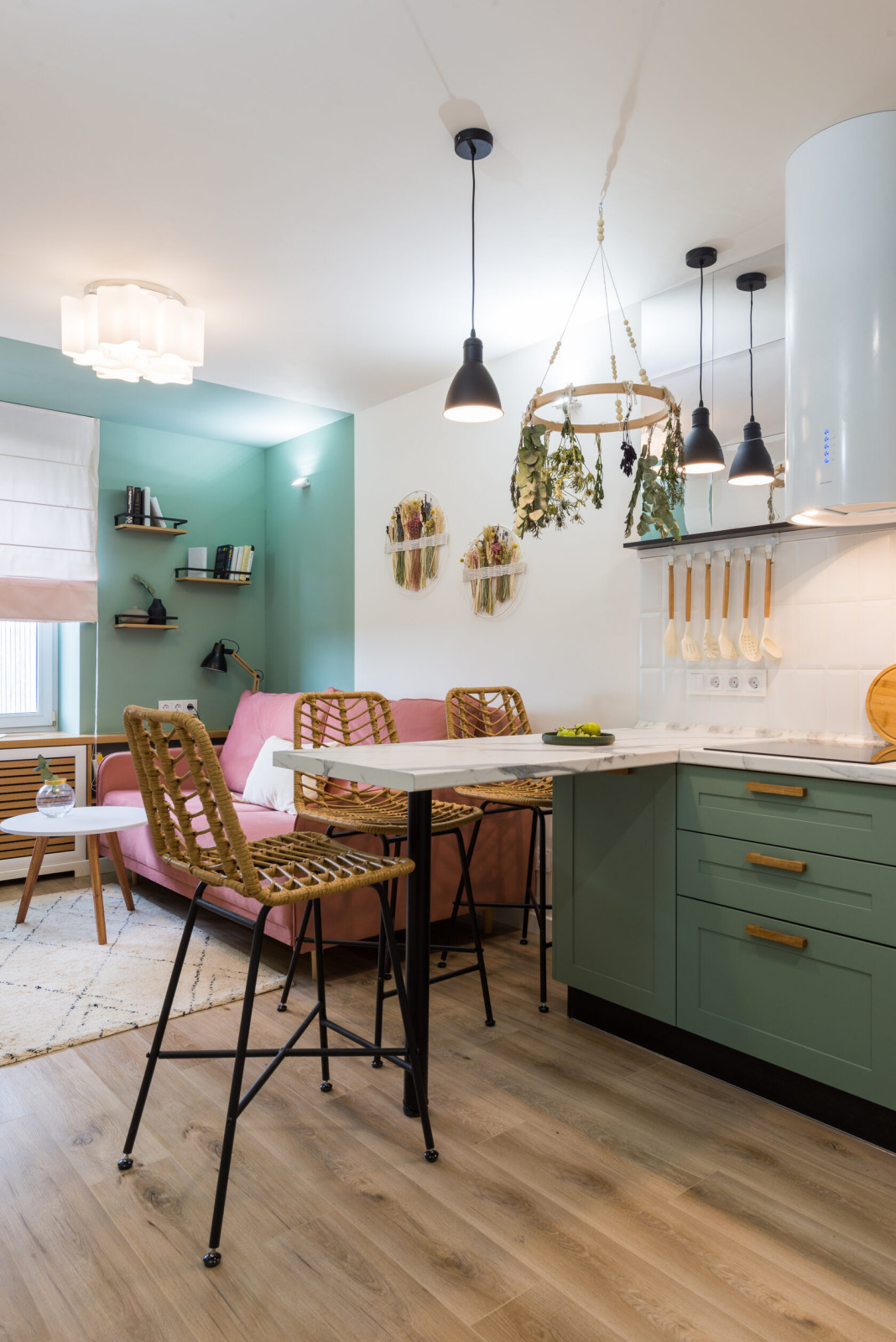 Комната: кухня, гостиная и спальня - ремонт для телепроекта