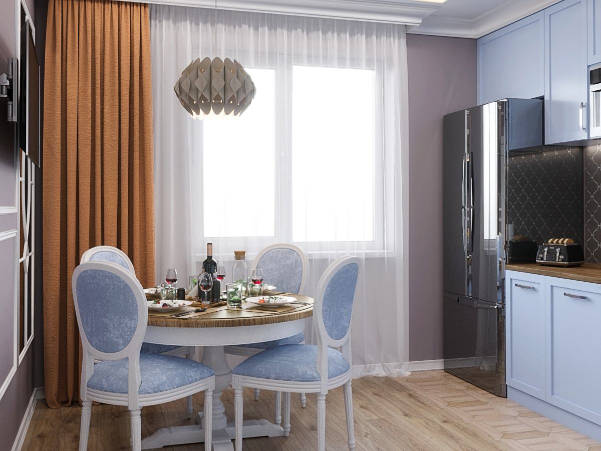 уютная голубая кухня