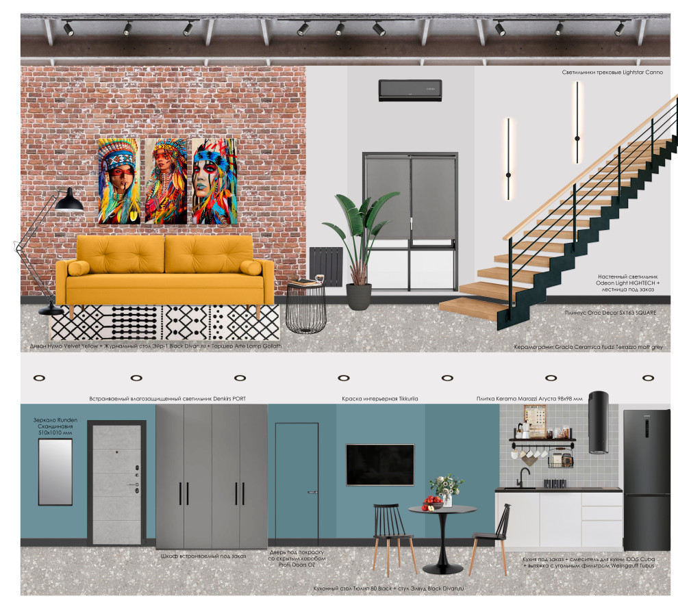 Обложка проекта: Проект двухуровневых апартаментов 36 кв.м