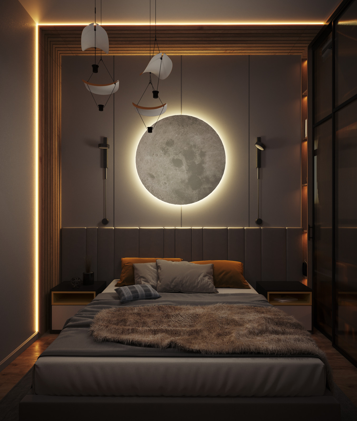 Современный интерьер коттеджа для молодой пары.